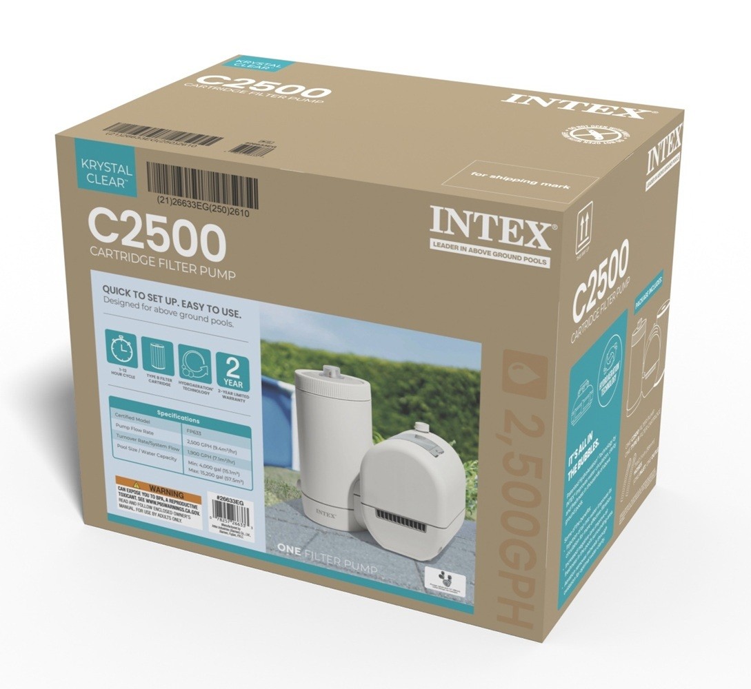 INTEX 2500 GPH Krystal Clear Pool Filter Pump with GCFI and 6 Type B Cartridges gallery