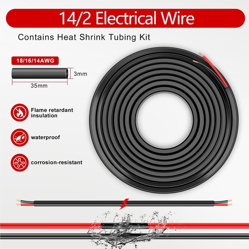 GOSDENG 14 Gauge 2 Conductor Electrical Wire, 14 AWG 2.08mm 30FT, 14AWG-2C gallery