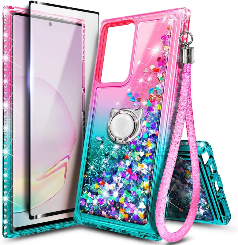 For Samsung Galaxy Note 20/Ultra 5G Bling Glitter Ring Case + Screen Protector