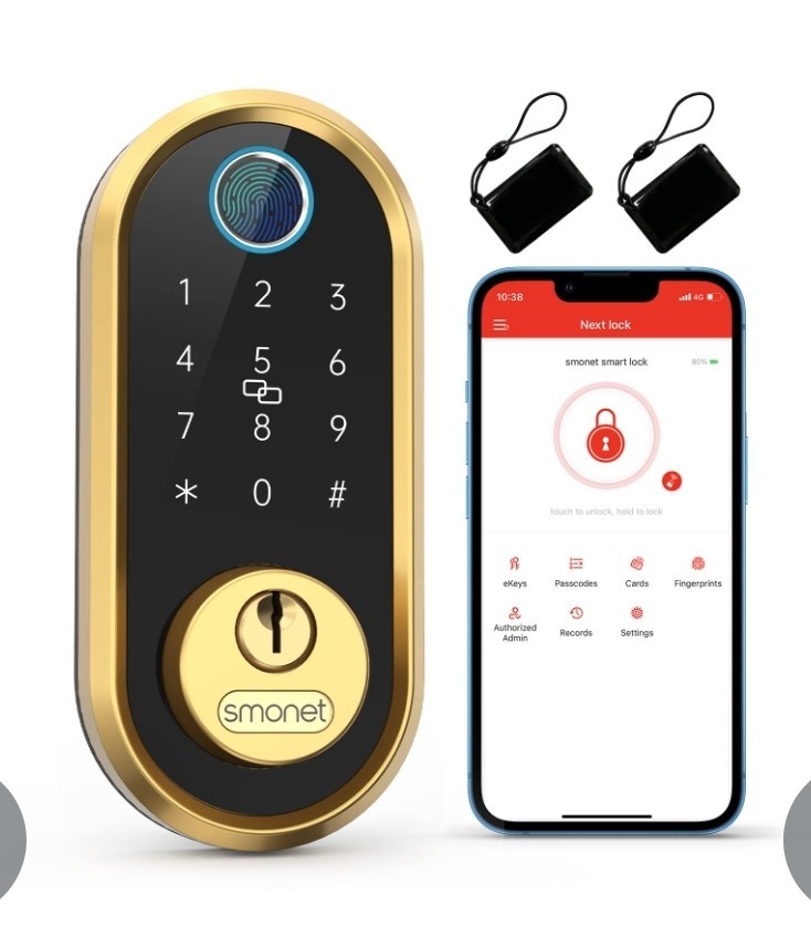 Smart Lock SMONET Bluetooth Keyless Entry Keypad Smart Deadbolt-Fingerprint Elec gallery
