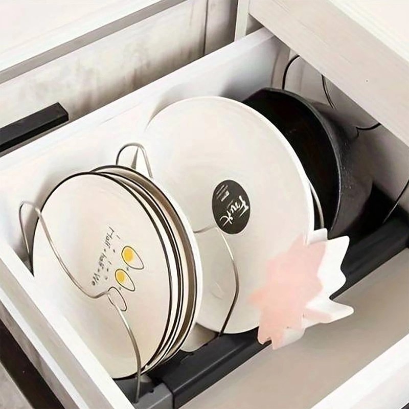 Expandable Adjustable Kitchen Organizer Rack for Pot Lids, Pans, Plates Cabinet gallery