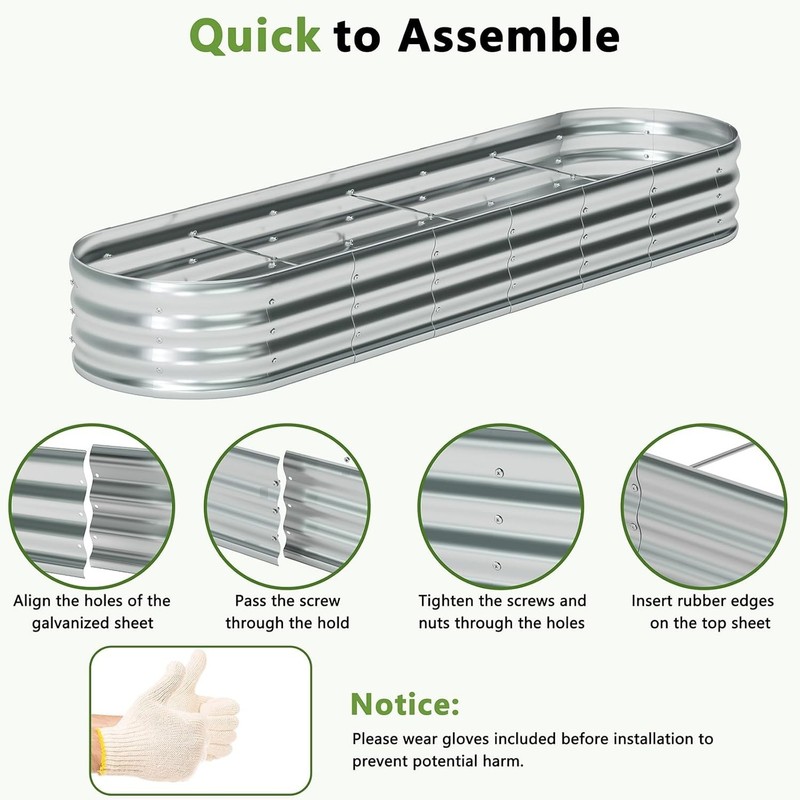 2 Pack Galvanized Raised Garden Bed Metal Oval Raised Garden Beds Outdoor Pla... gallery