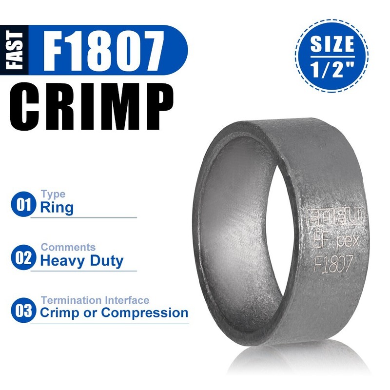 EFIELD 100PCS 1/2" Copper PEX Crimp Rings For Pex Pipe in Bottle, NSF Certified gallery