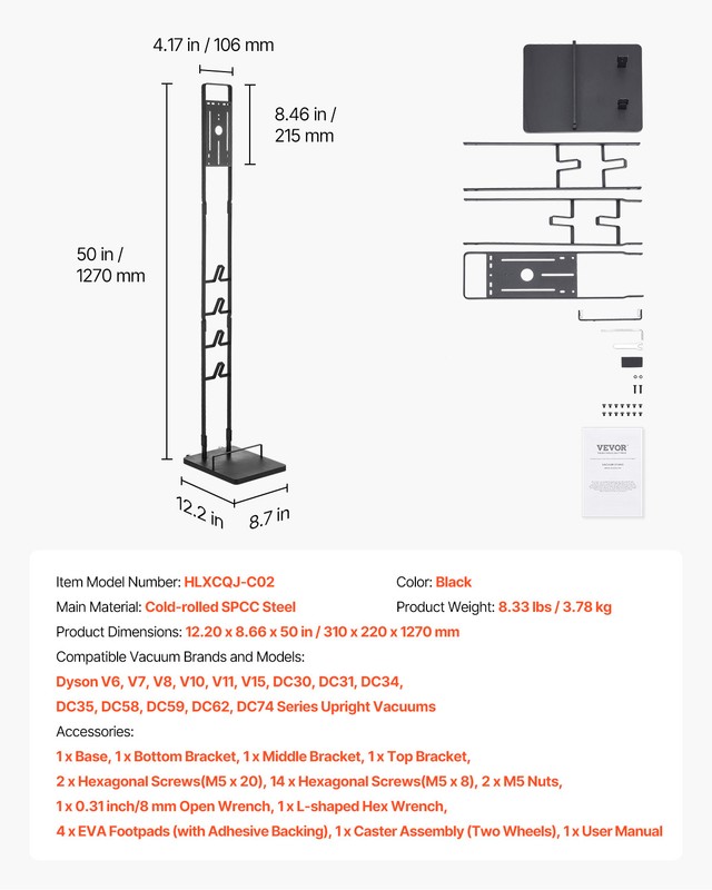 VEVOR Vacuum Stand for Dyson Multi-Models Stable Storage Bracket Holder Wheels gallery