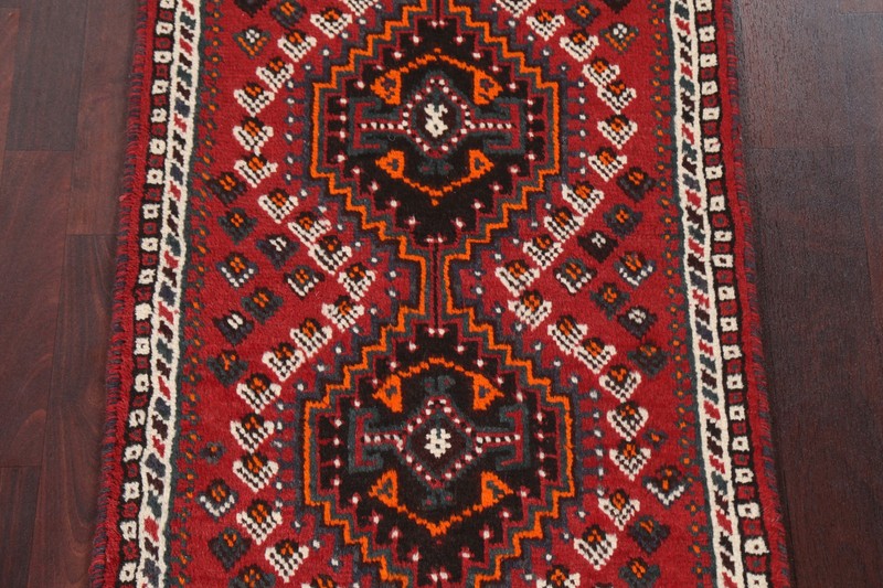Nomadic Geometric Red Handmade Wool Accent Rug 3x4 Tribal Traditional Foyer Rug gallery