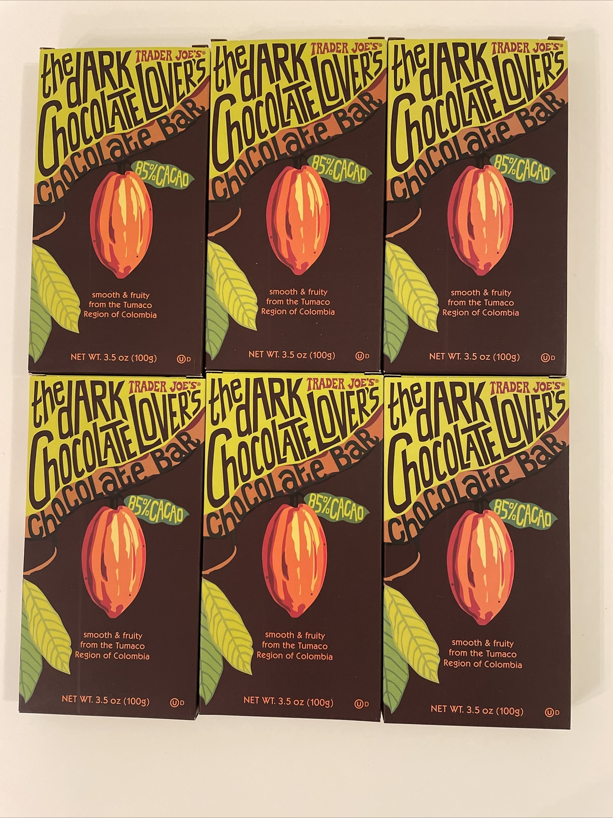 6  PACK TRADER JOE'S DARK CHOCOLATE LOVER'S 85% CACAO CHOCOLATE BAR 3.5-OZ PACKS gallery