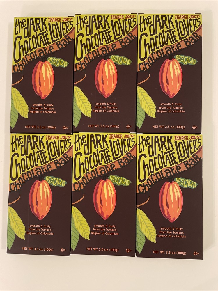 6  PACK TRADER JOE'S DARK CHOCOLATE LOVER'S 85% CACAO CHOCOLATE BAR 3.5-OZ PACKS