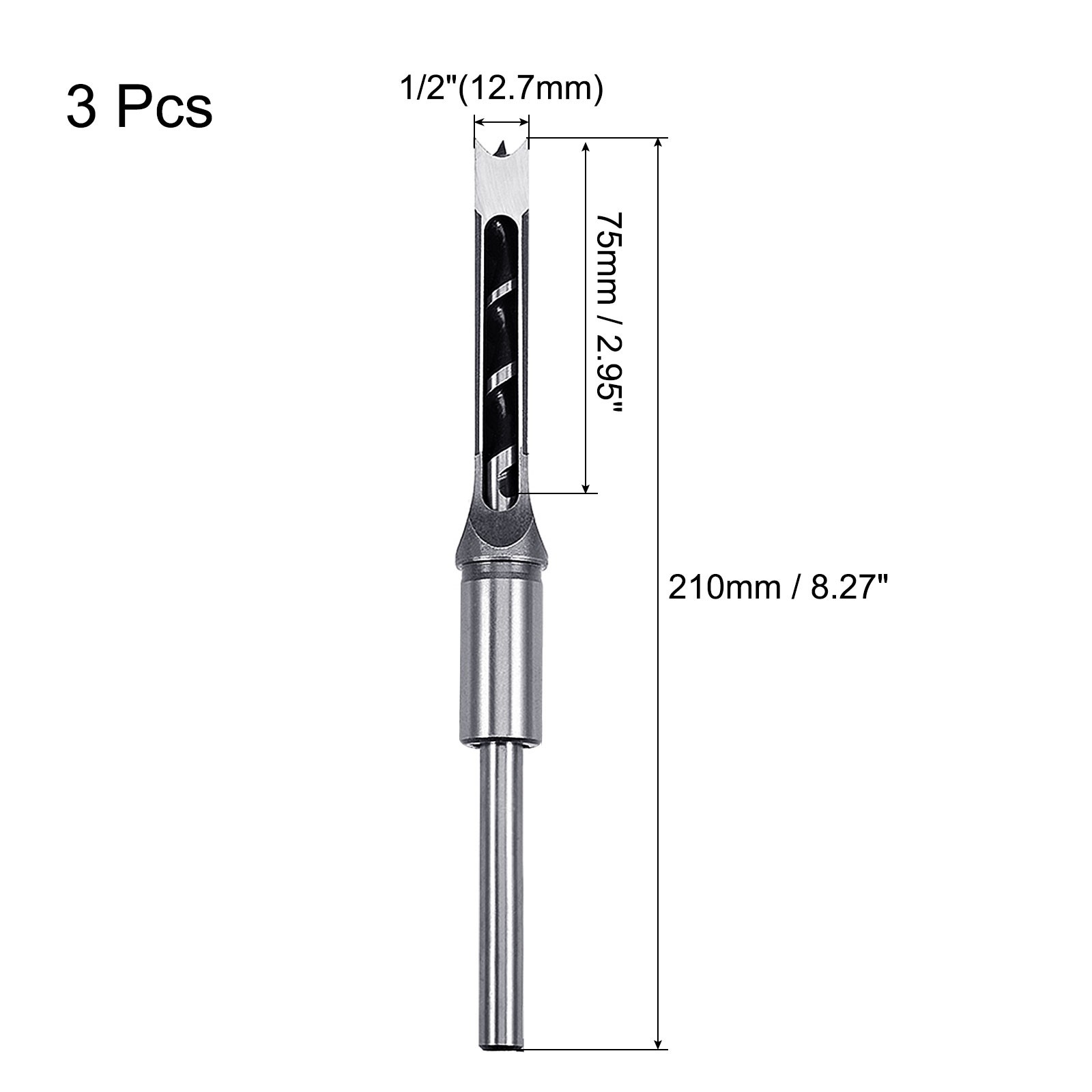 3pcs Square Hole Drill Bit 1/2"(12.7mm) Hollow Mortiser Auger for Woodworking gallery