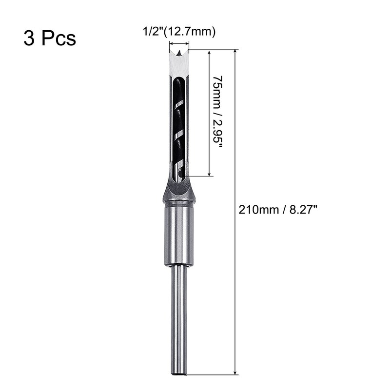 3pcs Square Hole Drill Bit 1/2"(12.7mm) Hollow Mortiser Auger for Woodworking gallery
