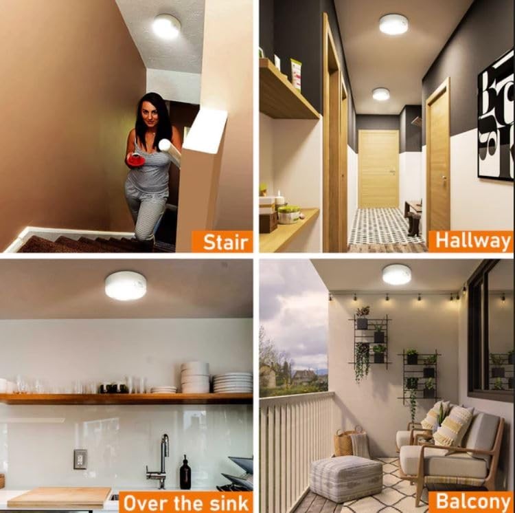 TOOWELL Battery Operated Motion Sensor LED Ceiling Light for Indoor/Outdoor Use gallery