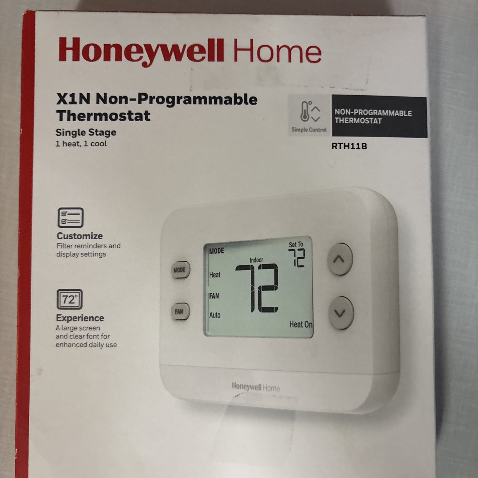 Honeywell Home X1N Non-Programmable Thermostat Single-Stage 1-Heat/1-Cool gallery