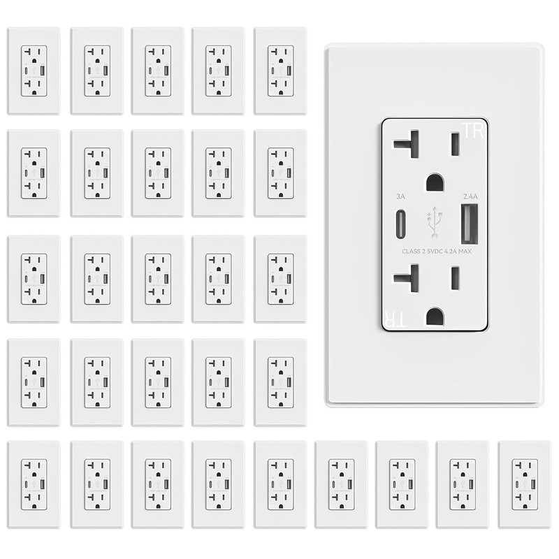 USB Charger Wall Outlet - 20 Amp Duplex Tamper Resistant Receptacle with USB ... gallery