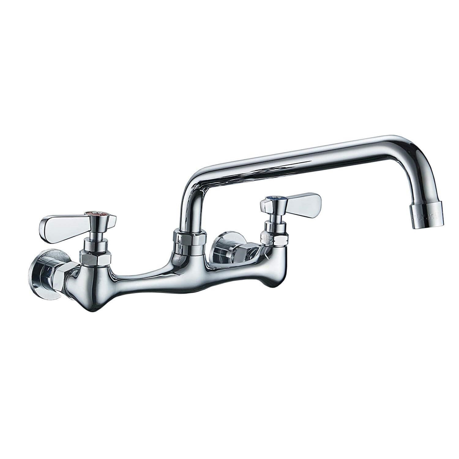 BWE 2-Handle Wall Mount Kitchen Faucet Swivel Spout in Polished Chrome A-94253 gallery