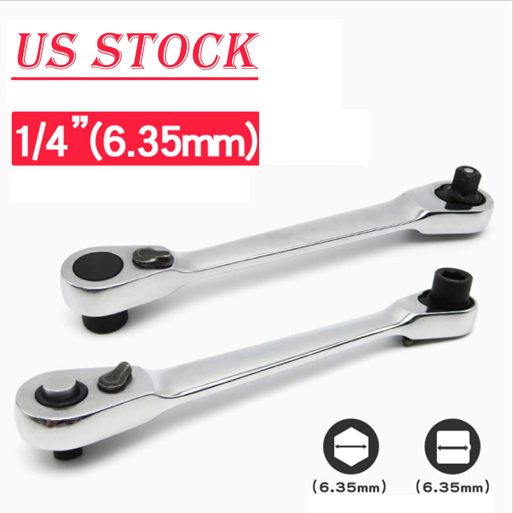 NEW Mini 1/4" Double Ended Ratchet Handle Wrench Rod Socket Screwdriver Bit gallery
