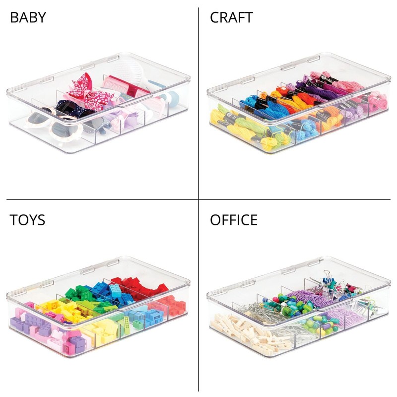 mDesign Plastic Stackable Eyeglass Case Storage Organizer Pack of 2, Clear gallery