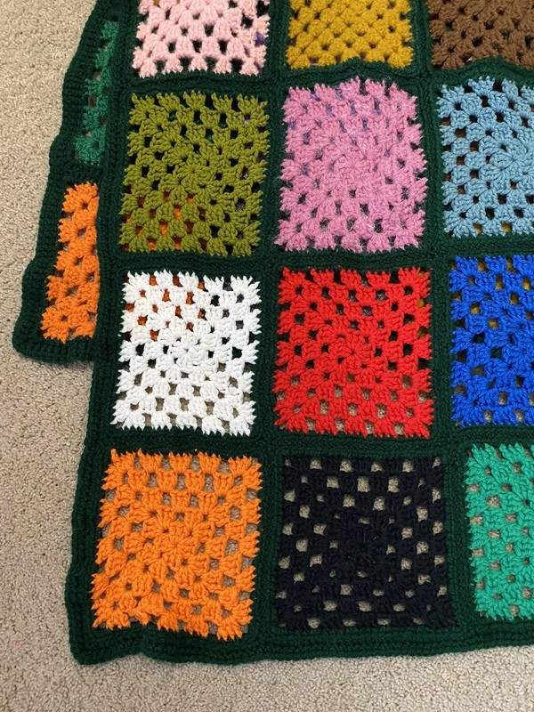 Granny Square Handmade Sofa Throw Afghan Jewel Tone Couch Crochet Fall Autumn gallery