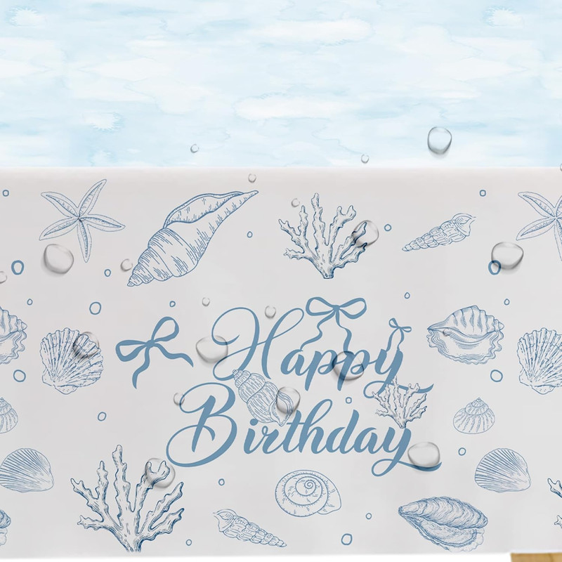 Seashell Party Tablecloth Decorations for the Summer Ocean Birthday Baby Shower gallery