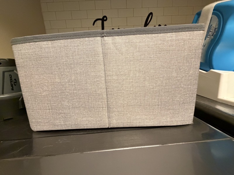 Thirty-One * Your Way Rectangle Storage Bin * Light Grey Crosshatch * With LID * gallery