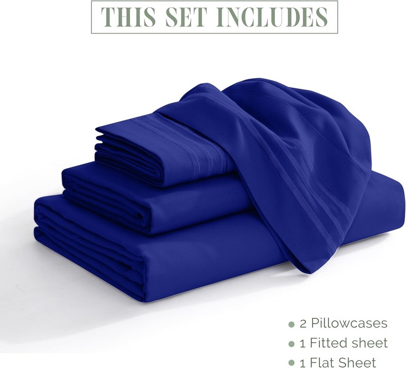 Softest 4-Piece Hotel Quality Microfiber Bed Sheet Set in Royal Blue - Queen gallery