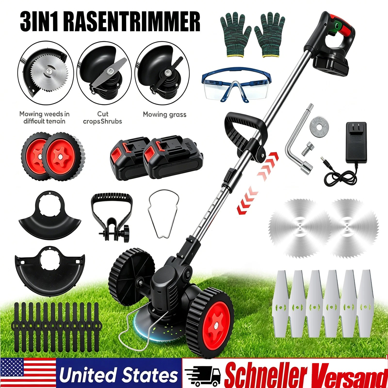 20000mAh Electric Cordless Grass String Trimmer Lawn Edger Weed Wacker Cutter gallery