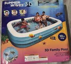 Summer Waves 3D Action Inflatable Pool 6’3″x3’6″x18″ 110 Gal with 3D Goggles