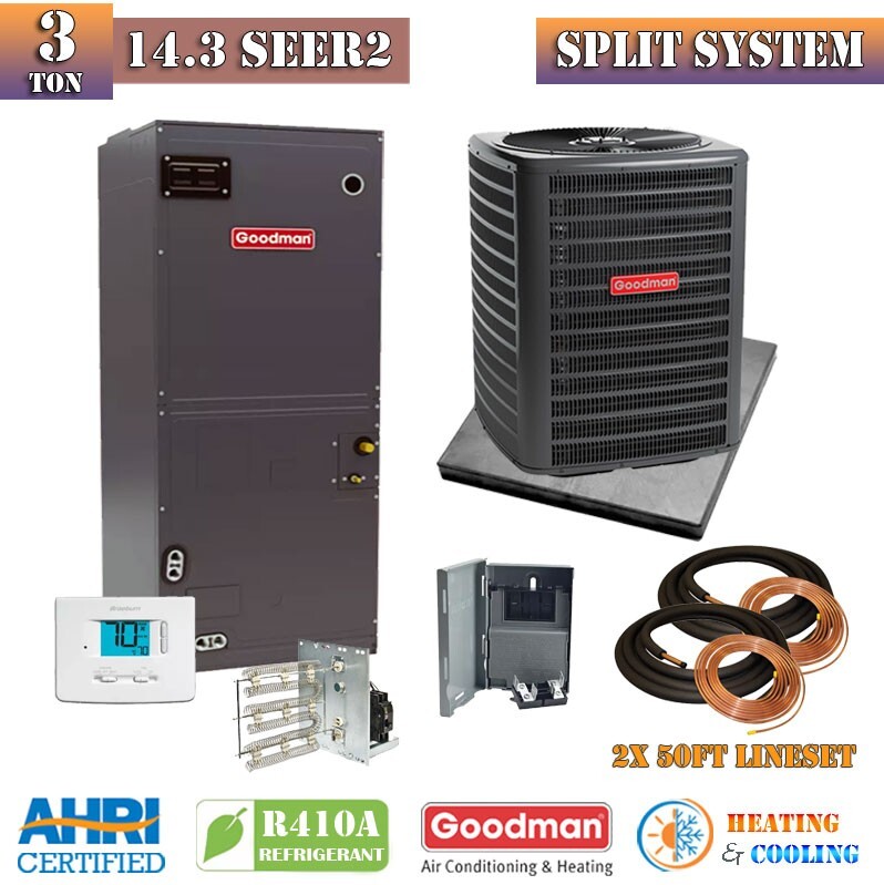3 Ton 14.3 SEER2 Goodman Heat Pump Split System with Install Kit GSXN403610 AMST gallery