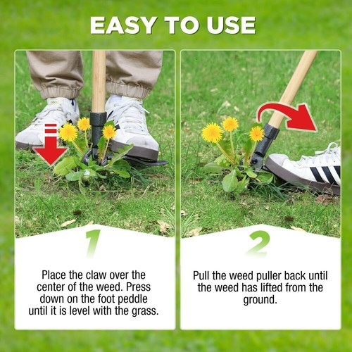 WORKPRO Weed Puller Tool Heavy-Duty 4-Claw Cast Iron Head Stand-Up Weeder USA gallery