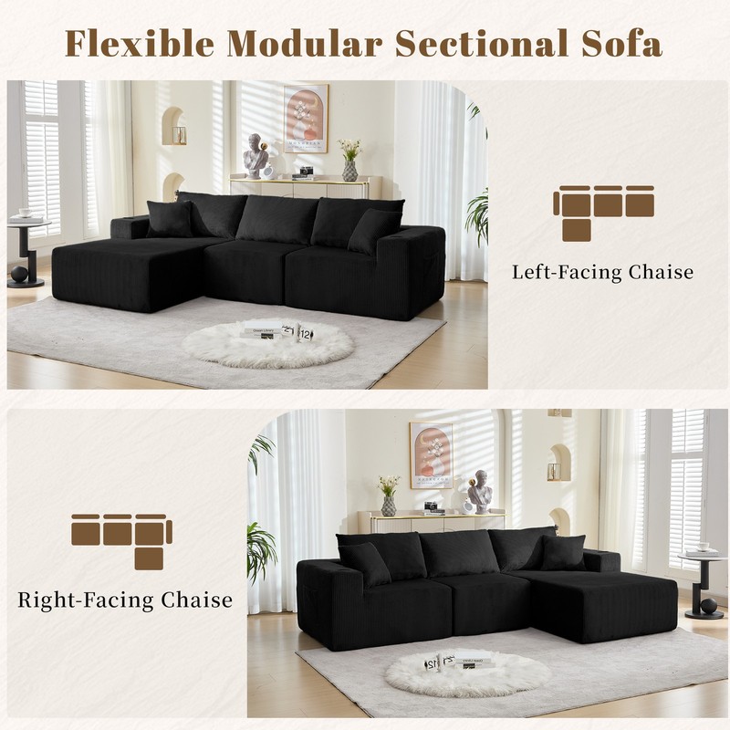 LOCAME Modular Sectional Sofa Couch, Convertible Floor Sofa Lounger with Pillows gallery