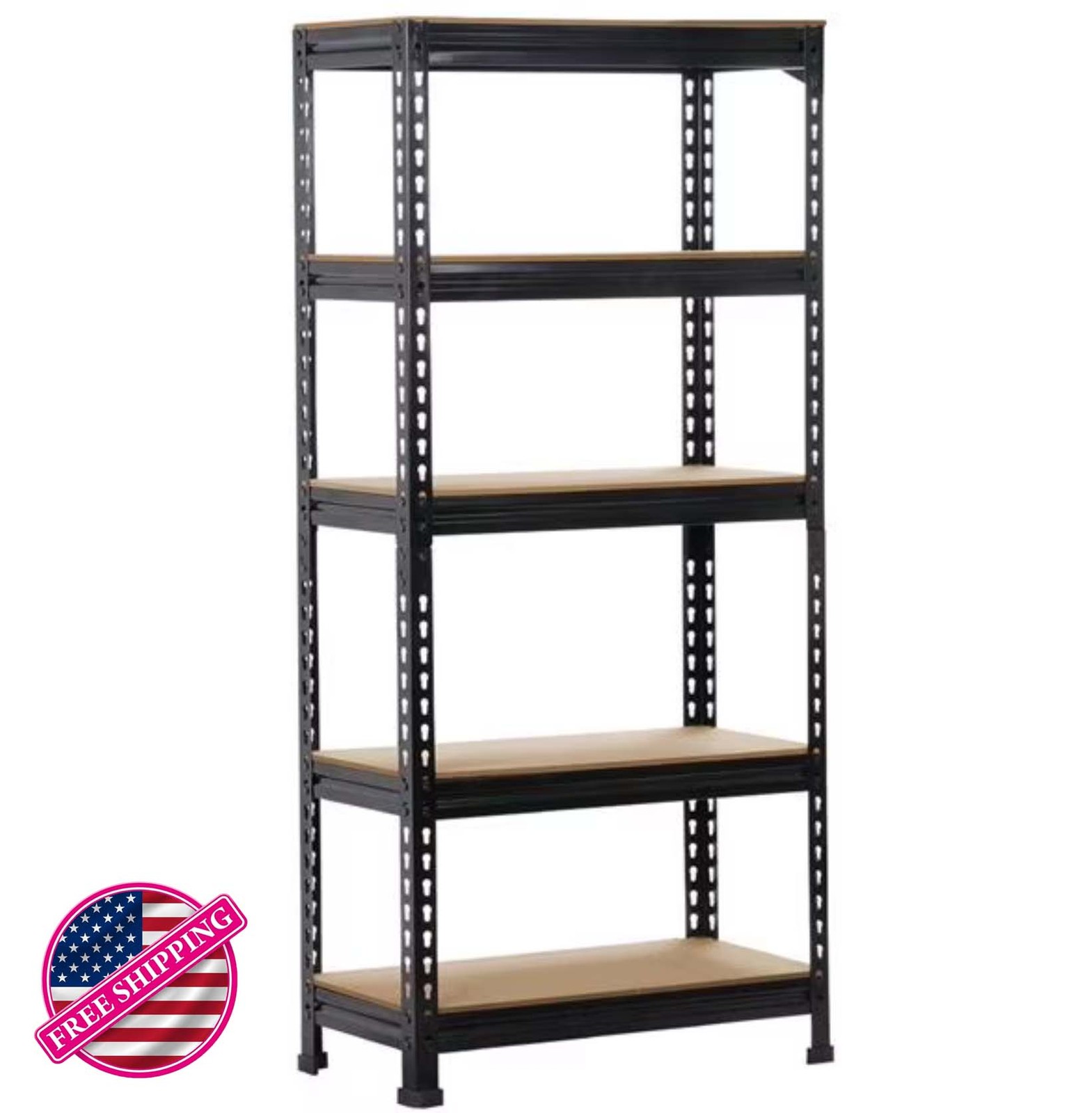 5-Shelf Boltless Adjustable Steel Storage Unit Holds up to 330lb Per Shelf-Black gallery