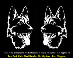 German Shepherd Two Pack White Vinyl Decals Car Truck Window Any Flat Surface
