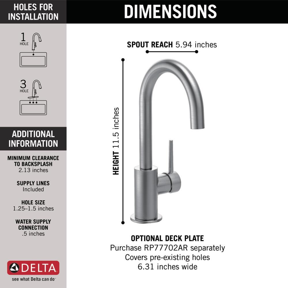 Delta Trinsic Contemporary Bar Faucet Arctic Stainless-Certified Refurbished gallery