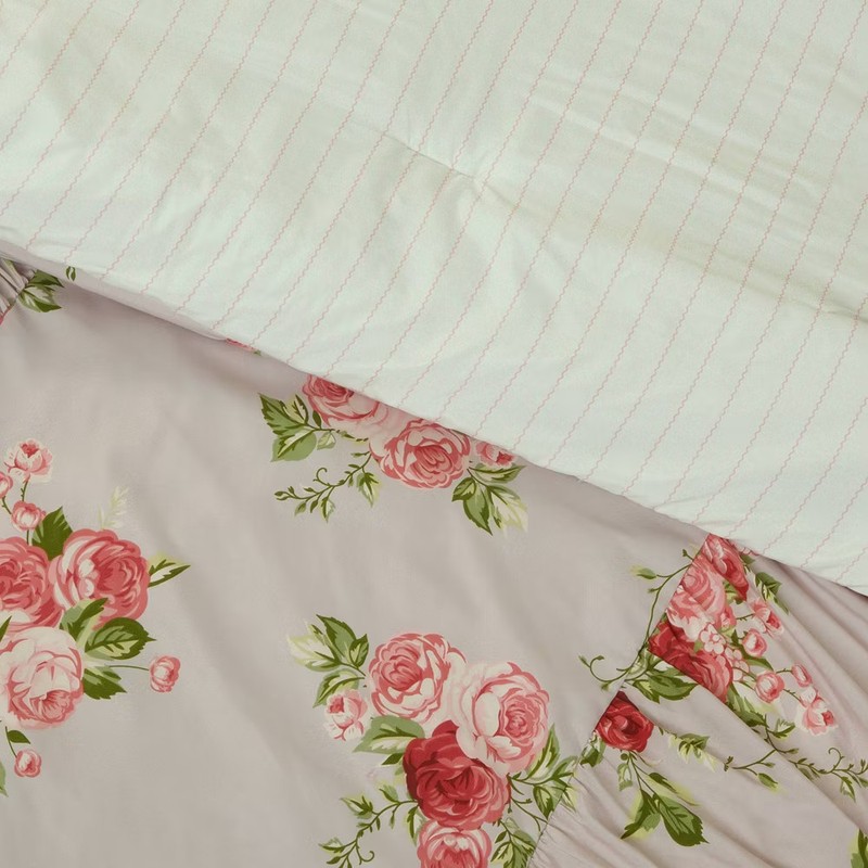 Full/Queen Ruched Comforter Set Pink Floral gallery