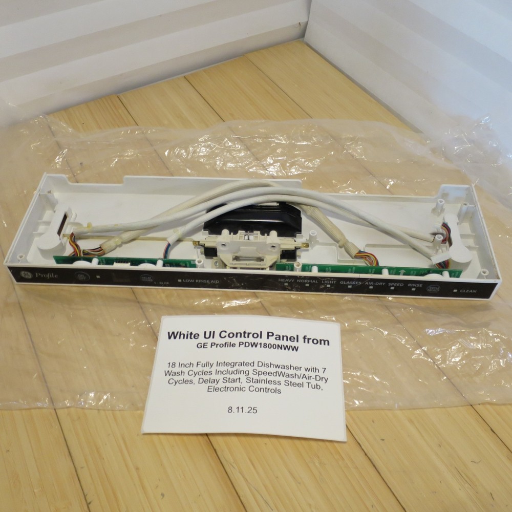 White UI Interface Control Panel from GE Profile PDW1800NWW Dishwasher