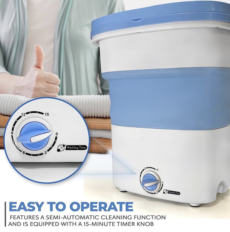 Pure Clean Portable Mini Washing Machine , Lightweight Collapsible Bucket-Blue gallery