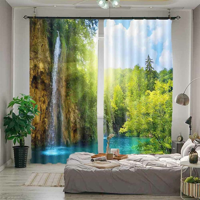 Forest Damage Lines 3D Curtain Blockout Photo Printing Curtains Drape Fabric gallery