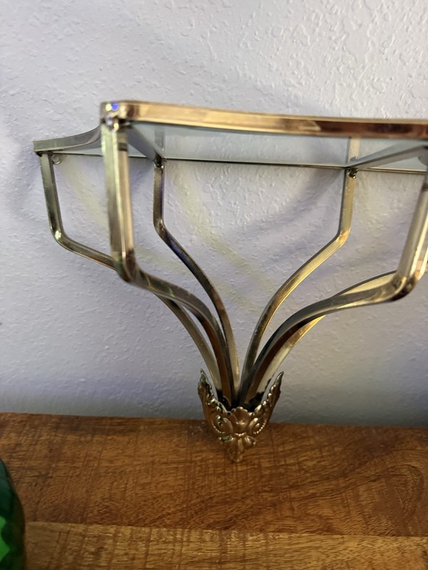 Vintage Solid Brass Shelf 11”x8"X5" Art deco Detailing EUC Hollywood Regency gallery