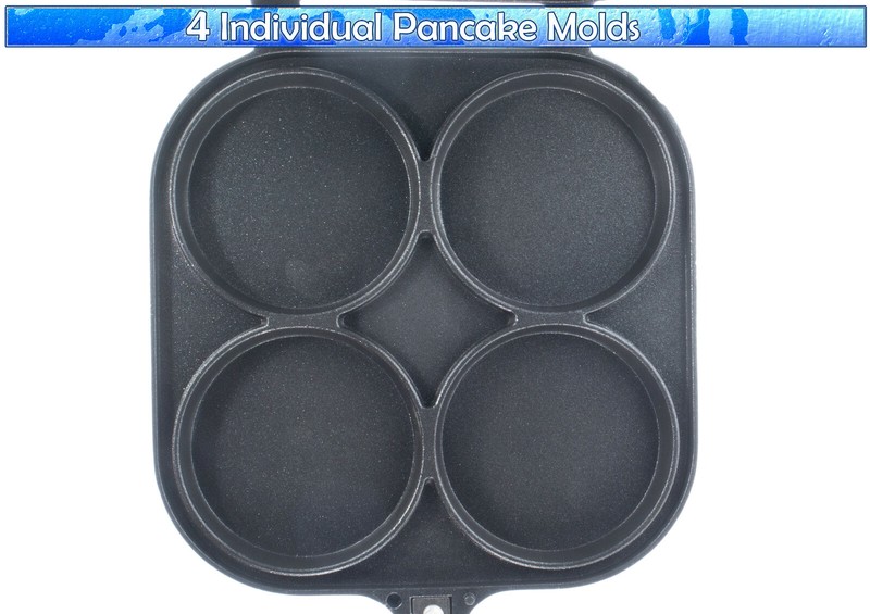 Perfect Double Sided Pancake Maker Pan 4 Round Molds Eggs Crepe Pancake Flip Pan gallery