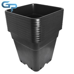 Black Injection Mold 10Pcs Square Nursery Pot Plant Pots 5 Gallon Re-Usable