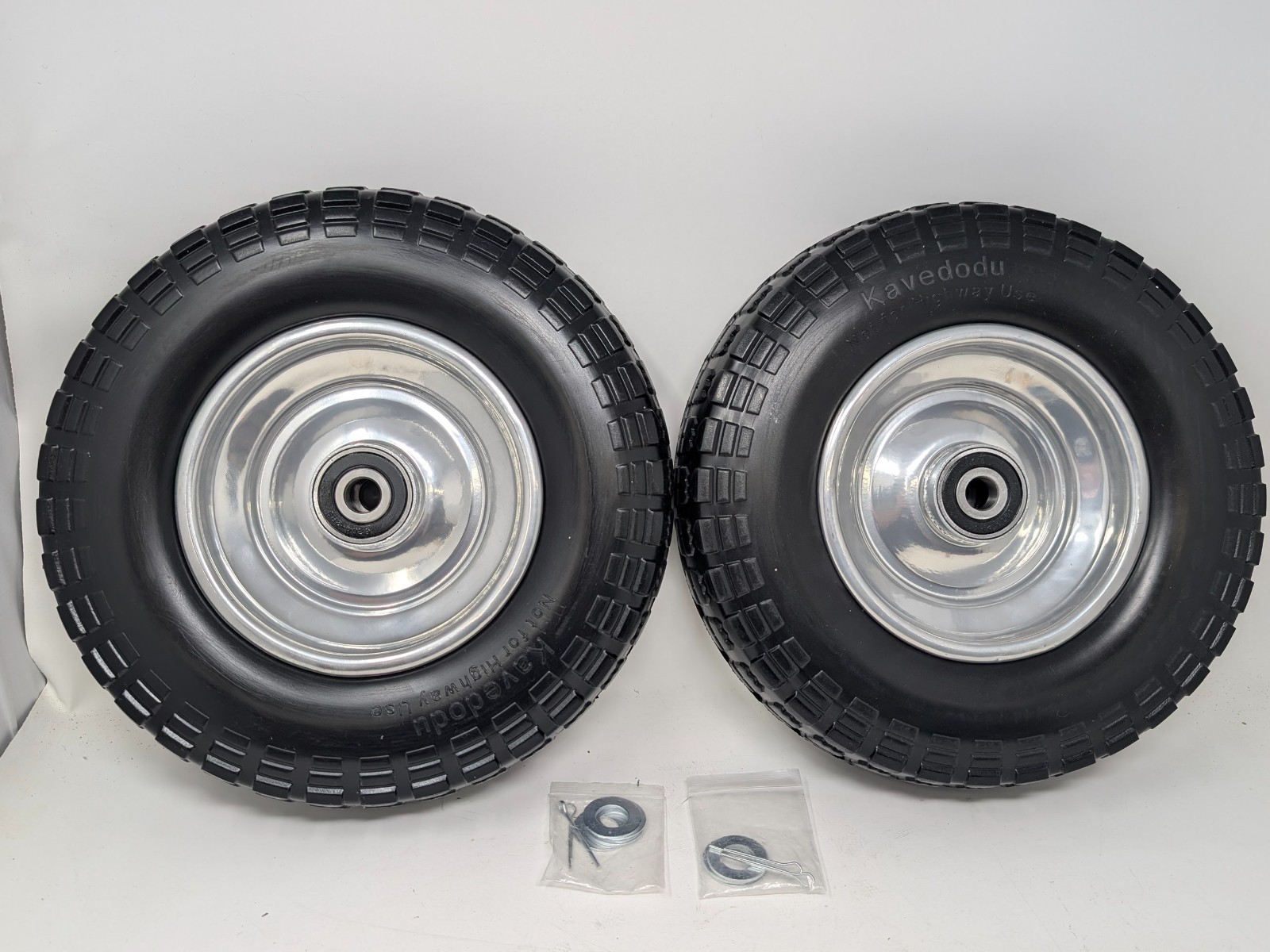 12'' Flat Free Tires Rubber Replacement Solid Tire, 2.1" Offset Hub Wheel Ass... gallery