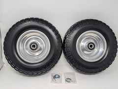12” Flat Free Tires Rubber Replacement Solid Tire, 2.1″ Offset Hub Wheel Ass…