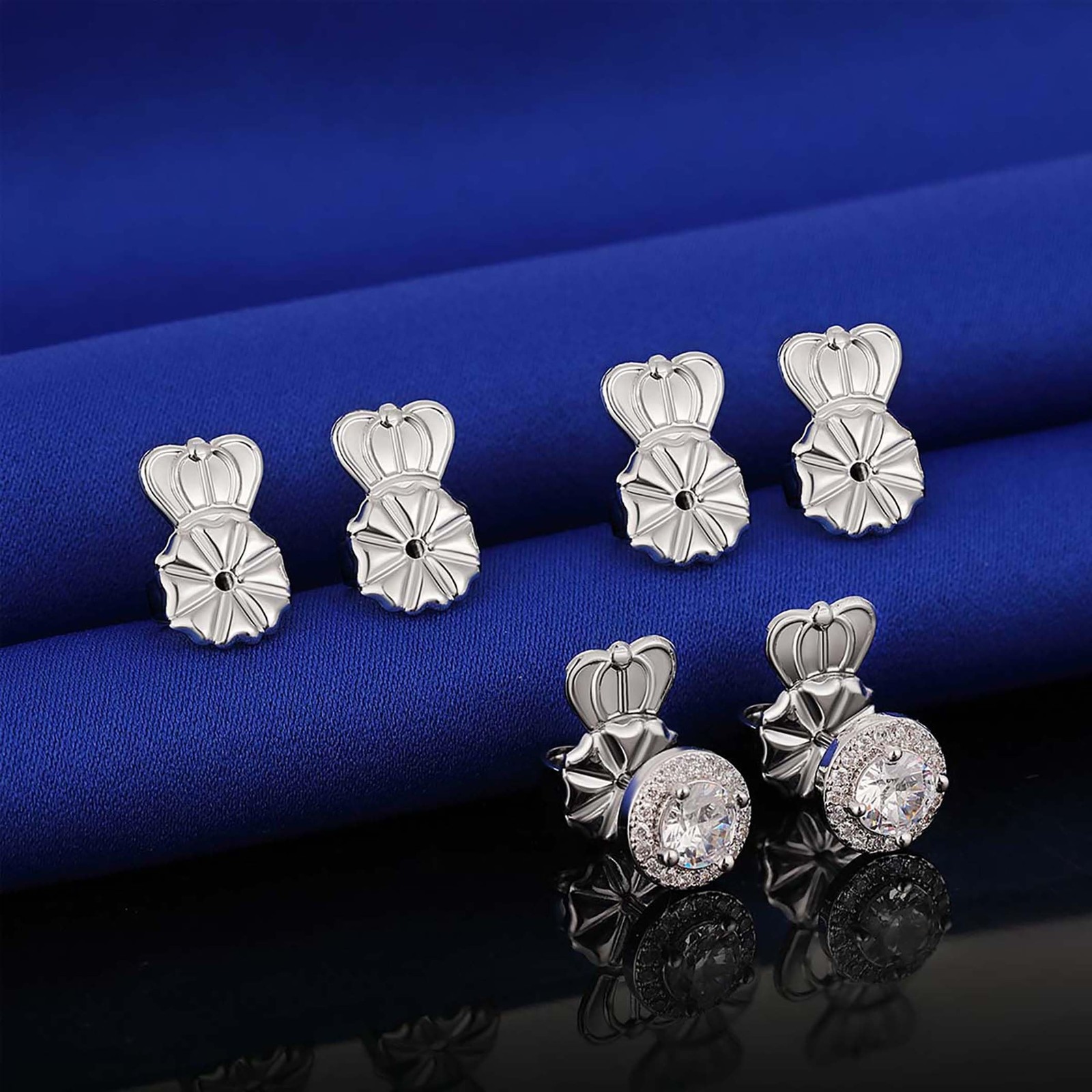 3 Pairs Adjustable Silver Earring Backs for Droopy Ears, Hypoallergenic for H... gallery