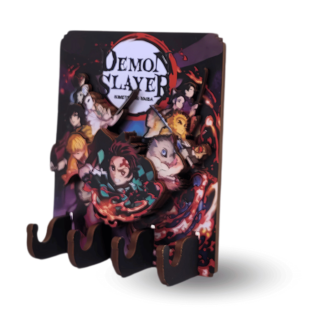 Demon Slayer Key Holder - Anime Wall Organizer - 3D Laser Cut MDF Wood Key Rack gallery