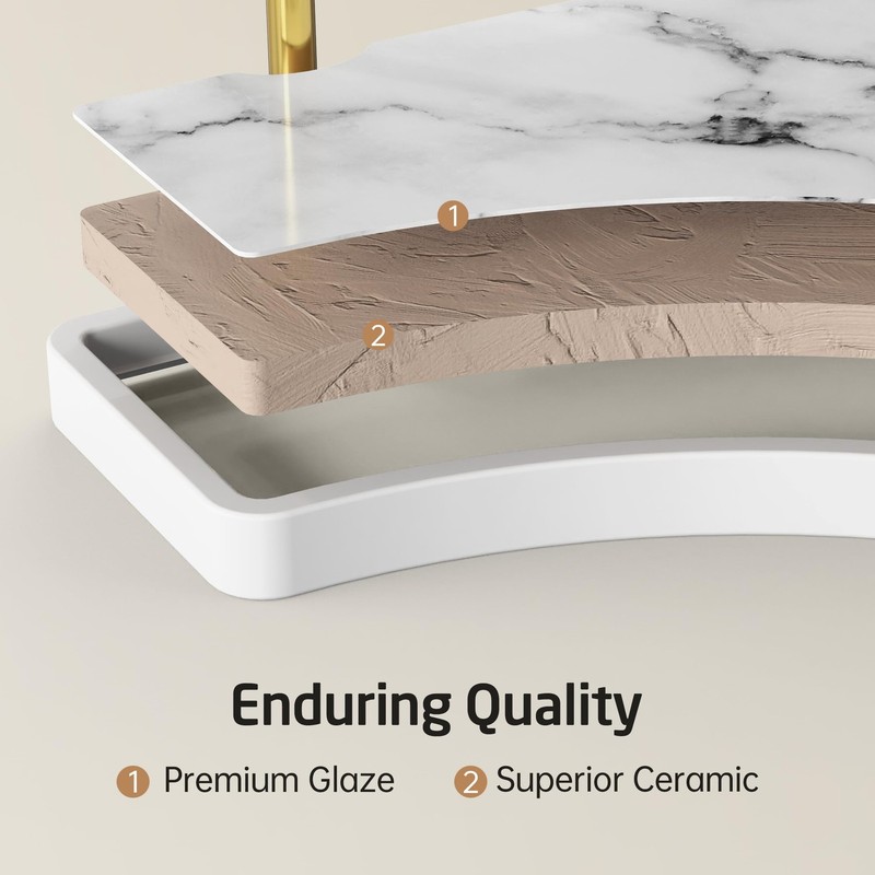 2-Tier Hancrafted Ceramic Bathroom Counter Organizer, Marble Pattern Corner B... gallery