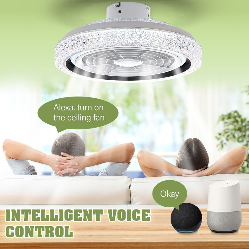 TCFUNDY 20" Smart Ceiling Fan with Light Alexa Google Control +Bluetooth Speaker gallery