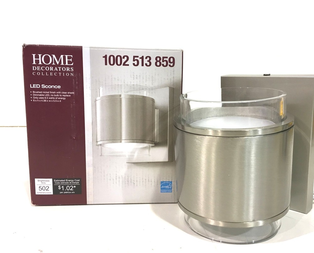 Home Decorators Upton 60-Watt Equivalent Brushed Nickel LED Wall Sconce