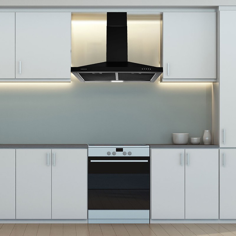 30 inch Wall Mount Kitchen Range Hood 500CFM Top Vent Black New LED Light gallery