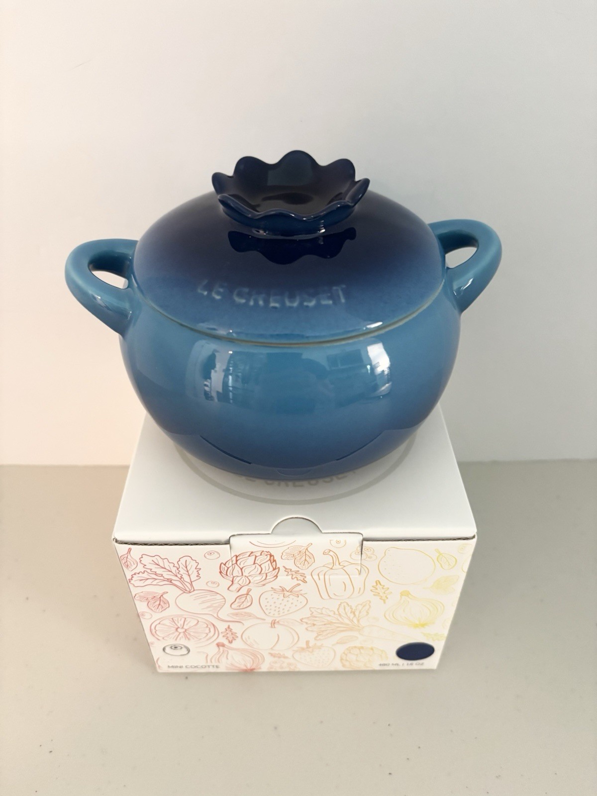 Le Creuset Blueberry Fruit Mini Cocotte Azure Blue 16oz - NEW gallery