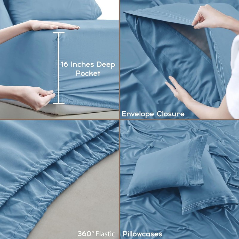 Lux Decor Collection Bed Sheets - 6 Pc Queen Size Sheets - 1800 Thread Count gallery
