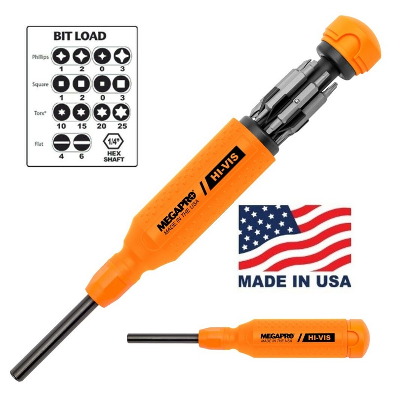 Megapro Hi Vis Original Multi Bit Screwdriver 15 in 1 High Visibility Orange USA gallery