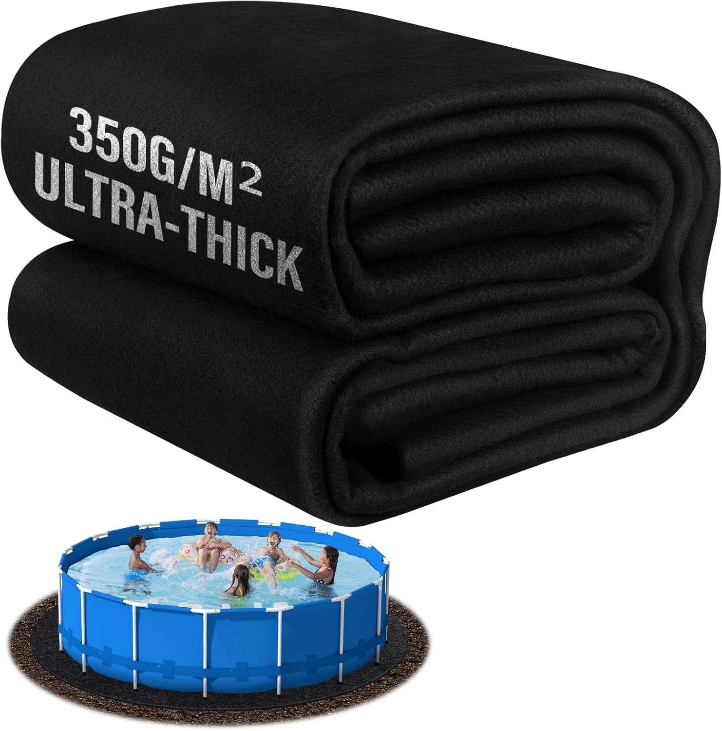 350G/M² Thicker 12FT Pool Liner Pad,Pre-Cut Heavy Duty round Pool Liner Pad, Sea gallery